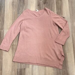 Eileen Fisher Rose Pink Asymmetrical Wool Blend Oversized Sweater Tunic Large